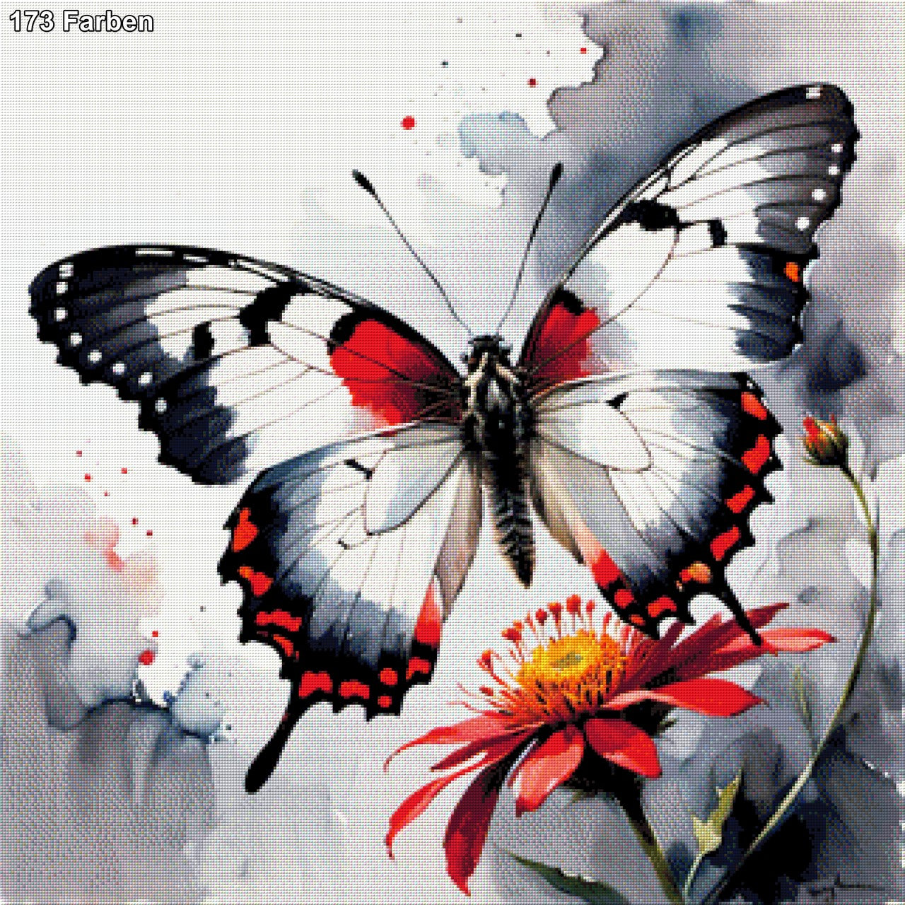 Schmetterling Rot/Weiß - Diamond Painting
