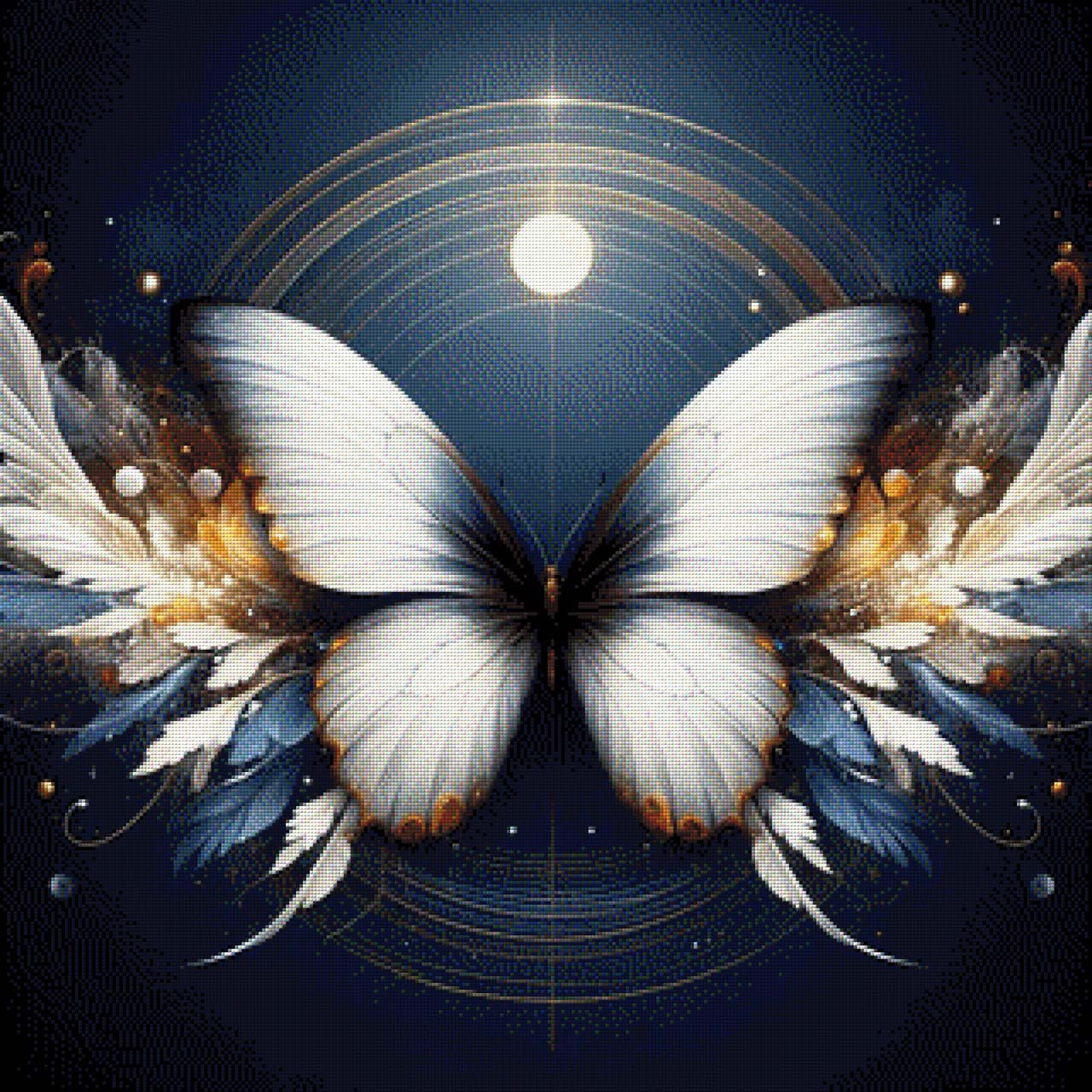 Schmetterling mit Federn - Diamond Painting