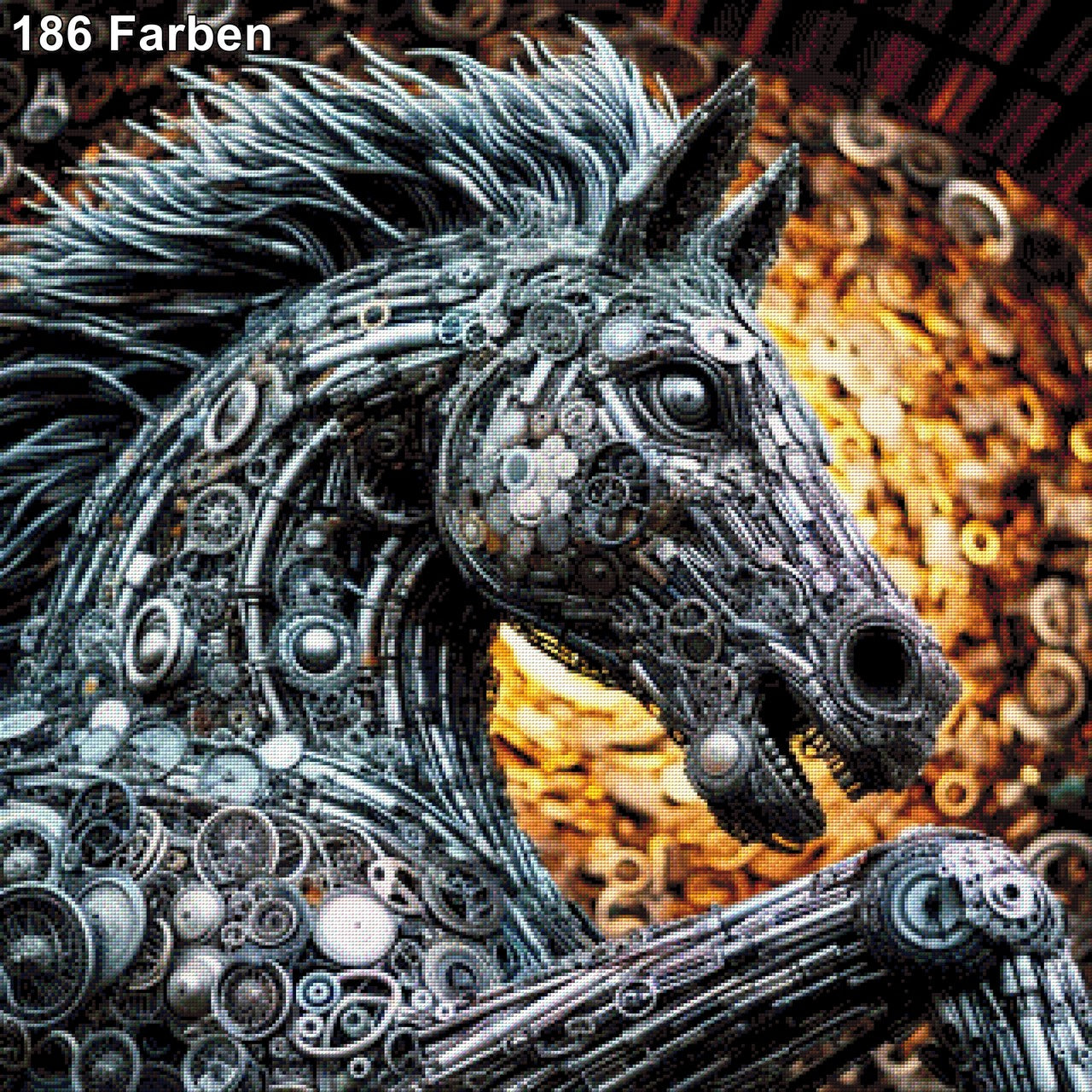 Kupferkopp, Pferdekopf Steampunk - Diamond Painting