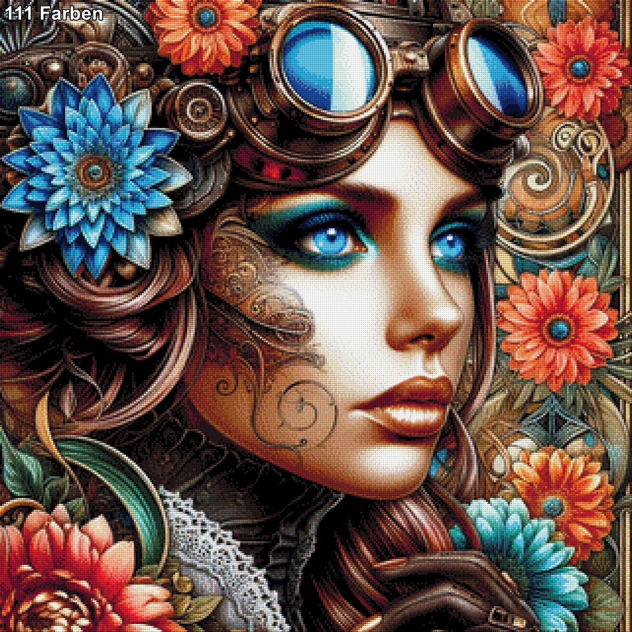 Liliana im Profil, Steampunk Frau - Diamond Painting