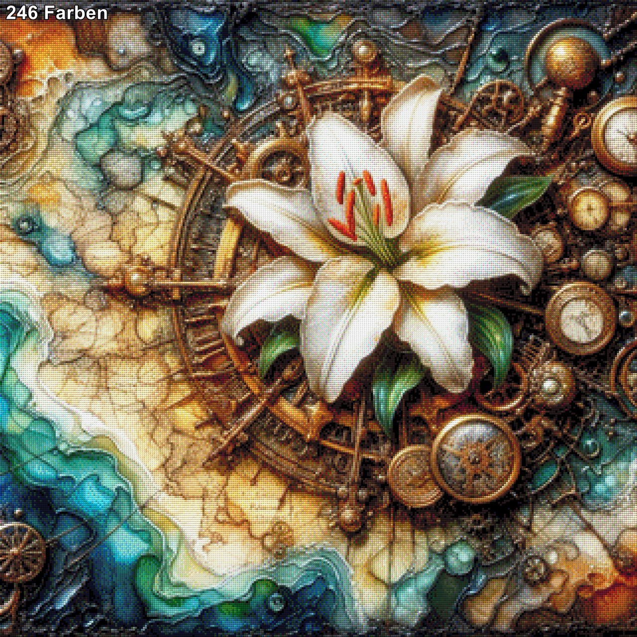 Blütenmechanik, Steampunk Blume - Diamond Painting