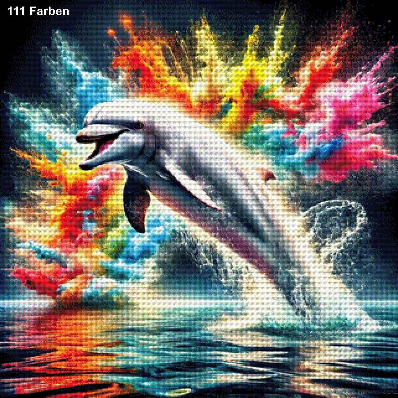 Delphin in Farbwolke - Diamond Painting