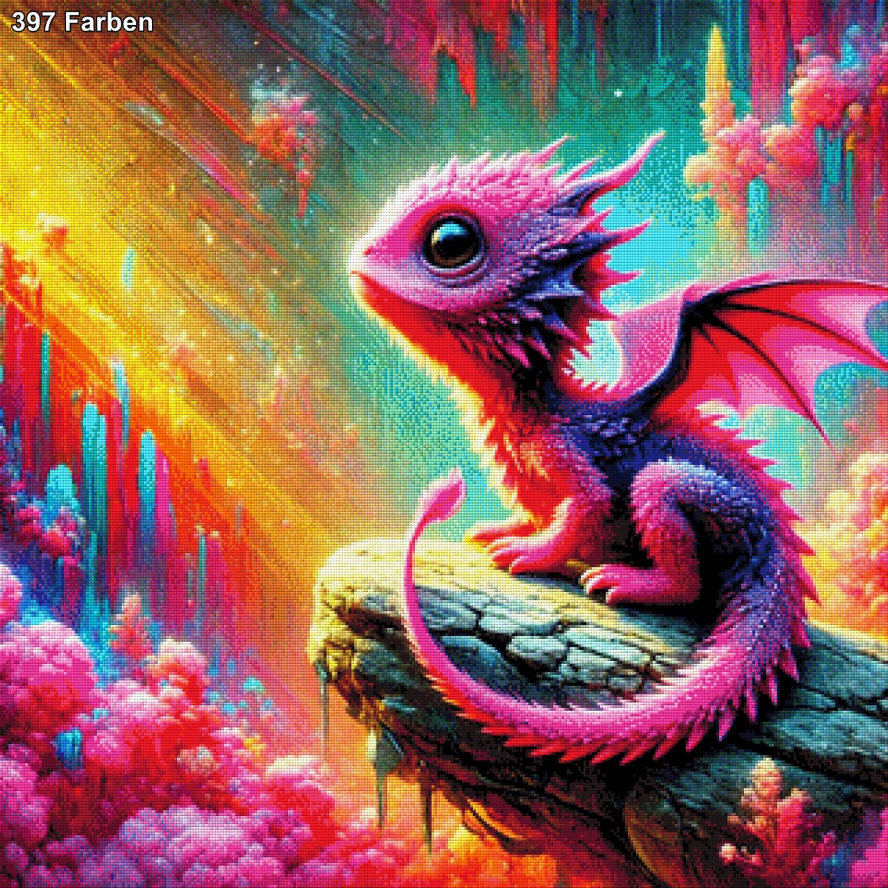Pinker Drache - Diamond Painting