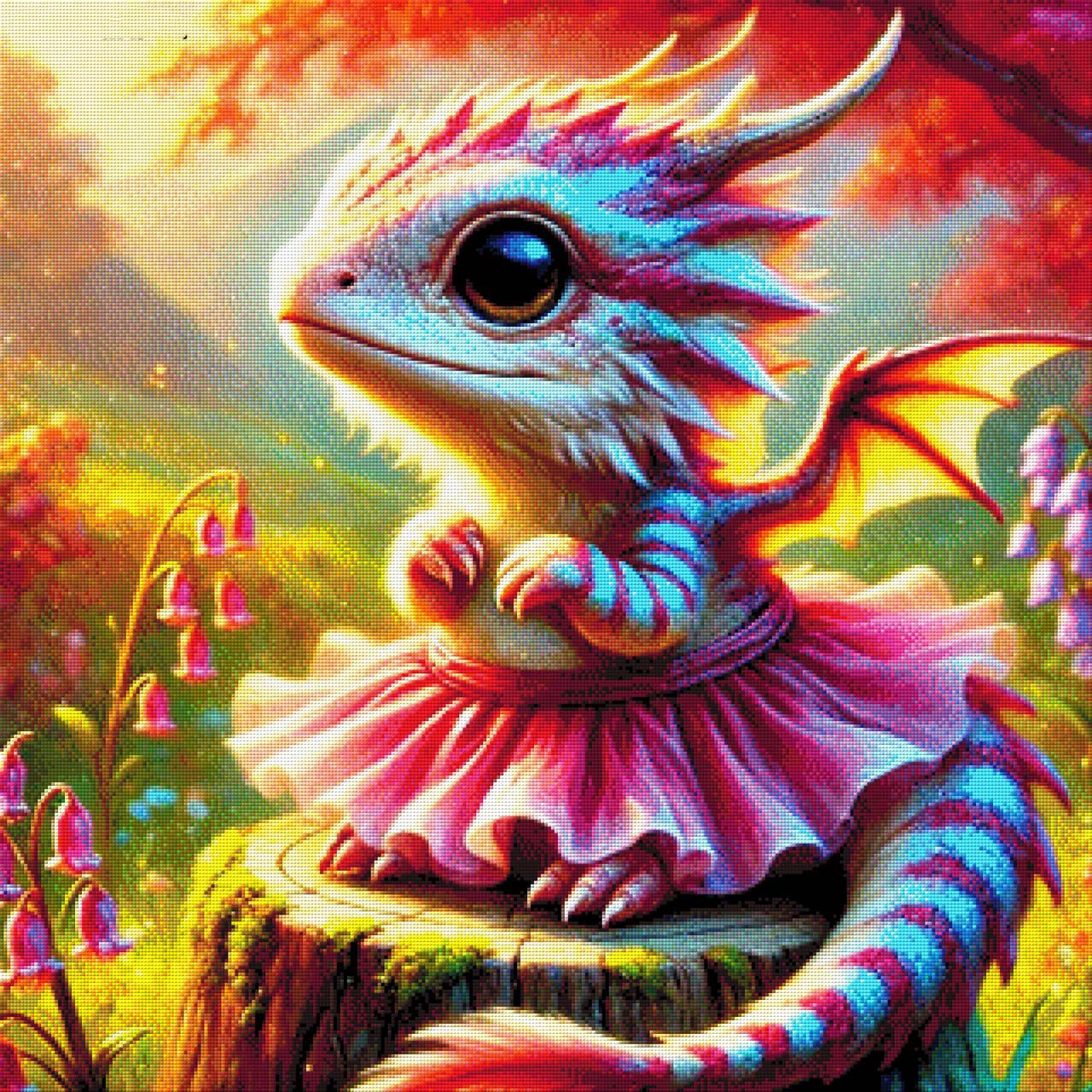Kleine Drachen Ballerina - Diamond Painting