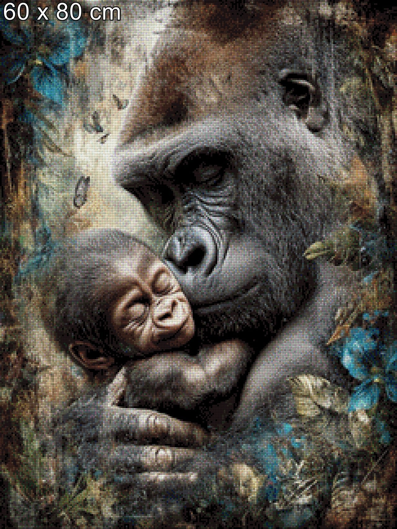 Diamond Painting Gorilla Affe Baby Dschungel