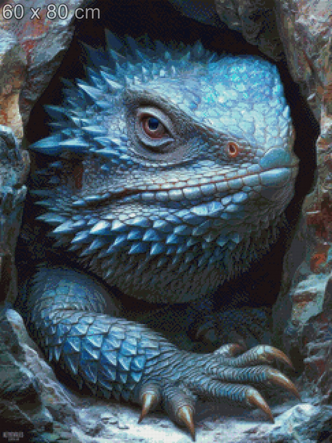 Diamond Painting blauer Leguan in deiner Höhle