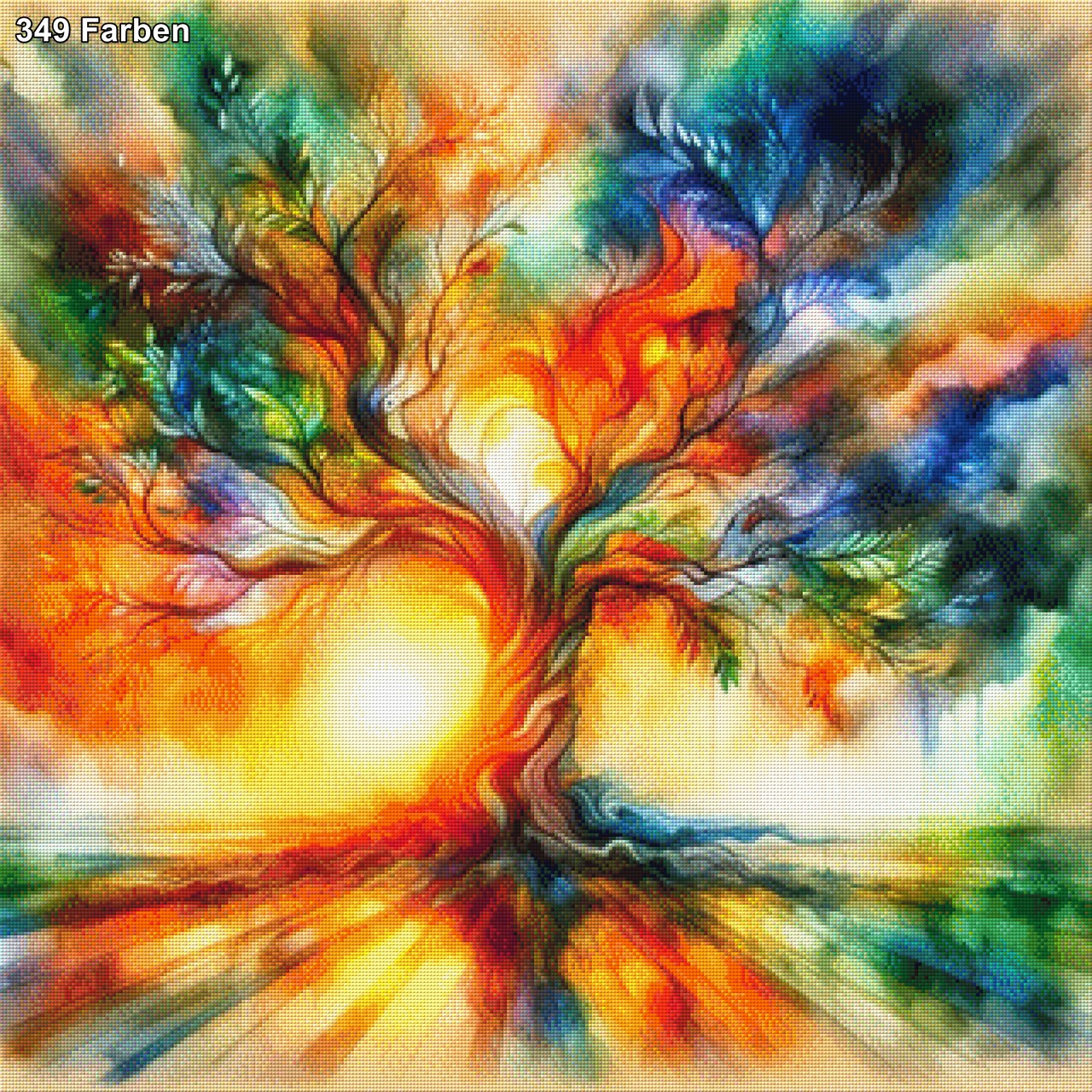 Wischlaub, Auarell von buntem Baum - Diamond Painting