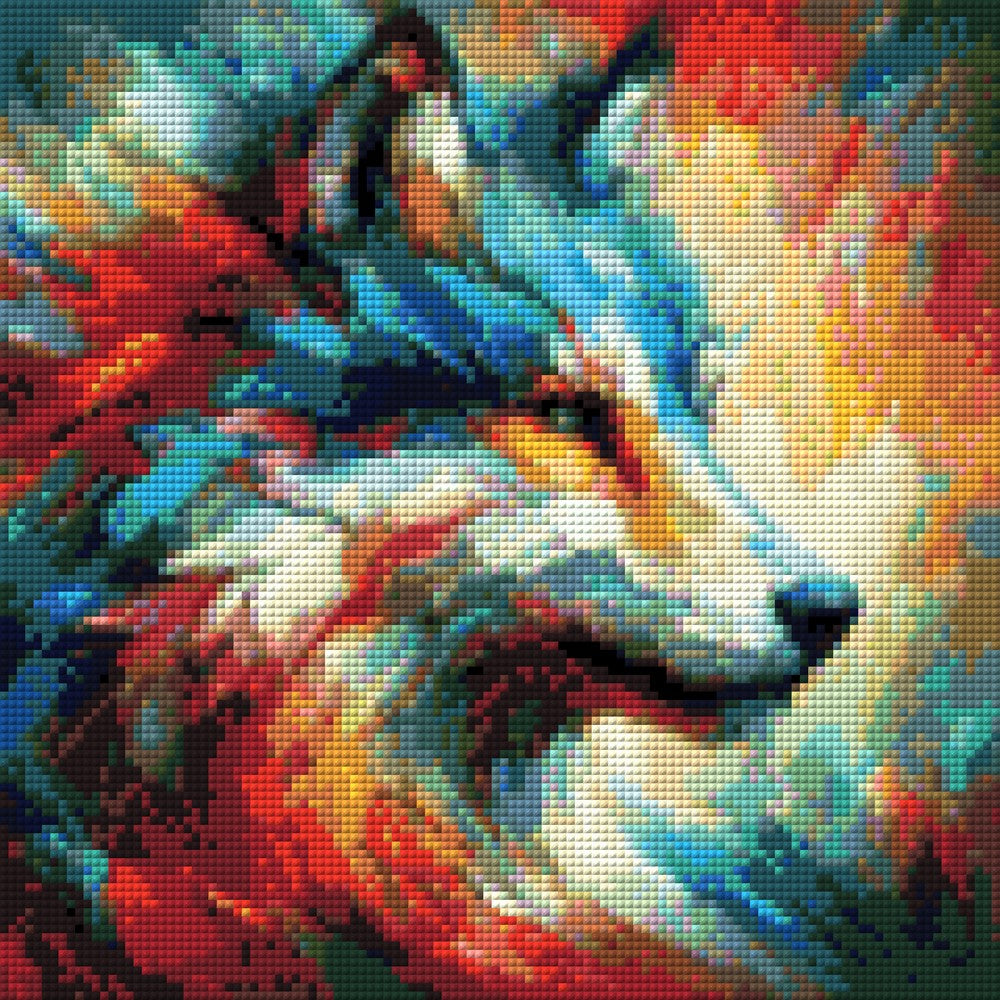 Bunter Wolf - Diamond Painting