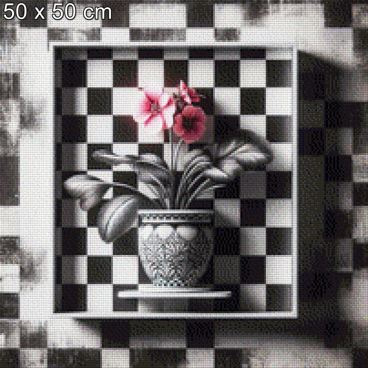 Blume im Schachbrett - Diamond Painting