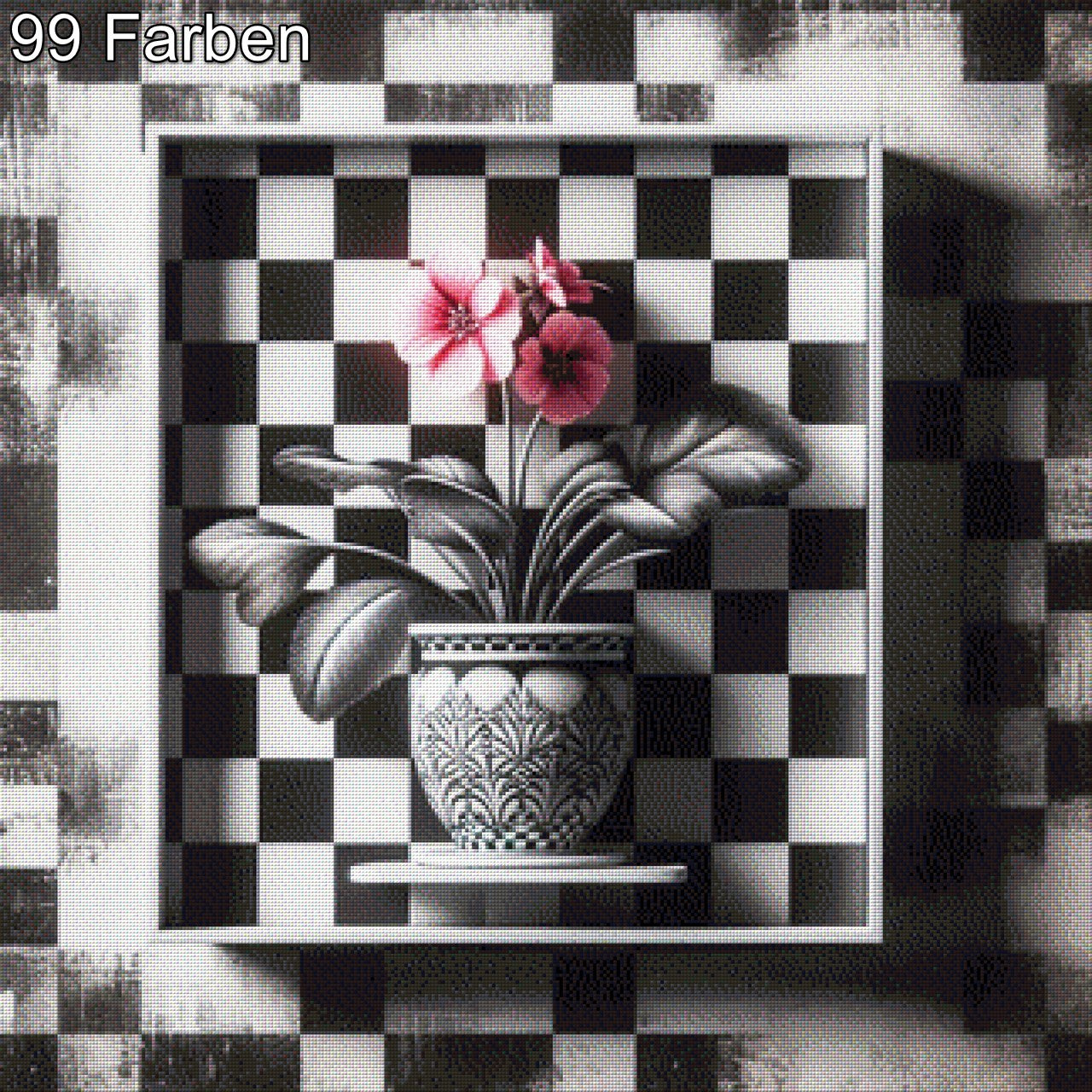 Blume im Schachbrett - Diamond Painting