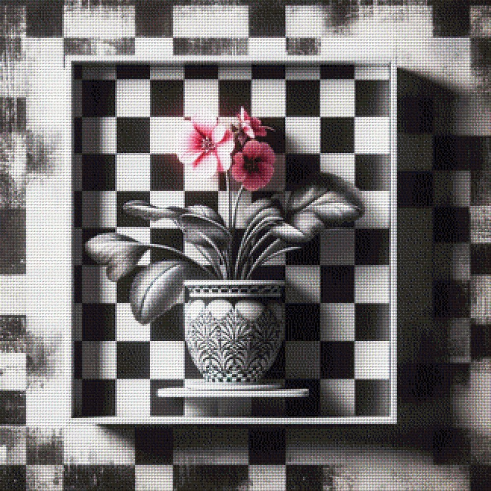 Blume im Schachbrett - Diamond Painting