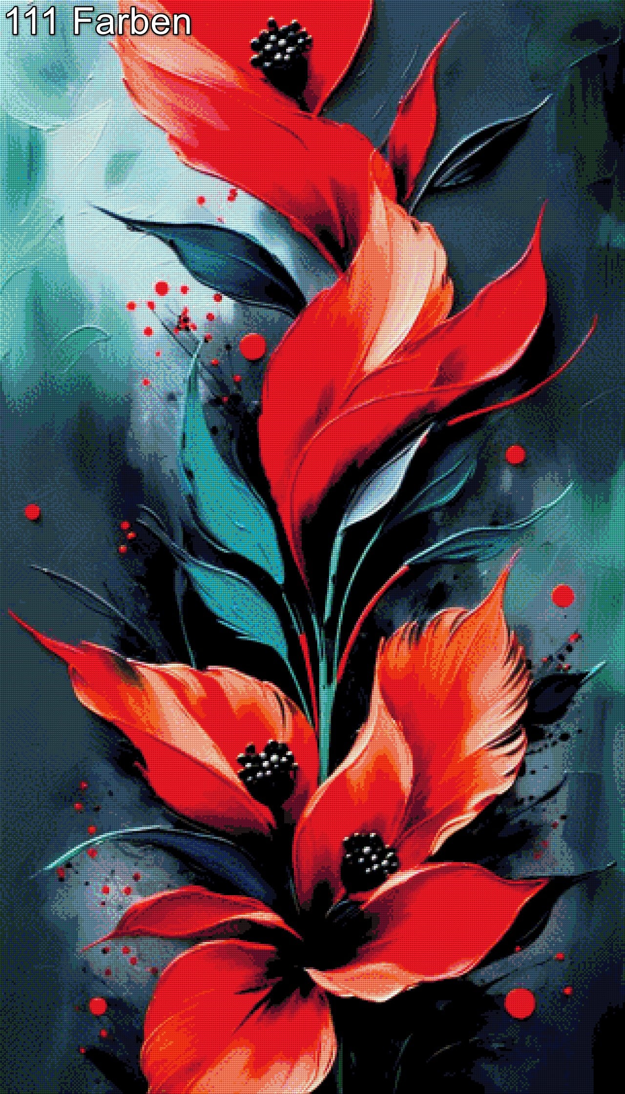Blumenkunst Rot - Diamond Painting