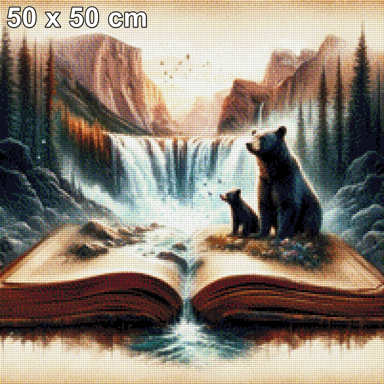 Lesebären, Bären auf Buch - Diamond Painting