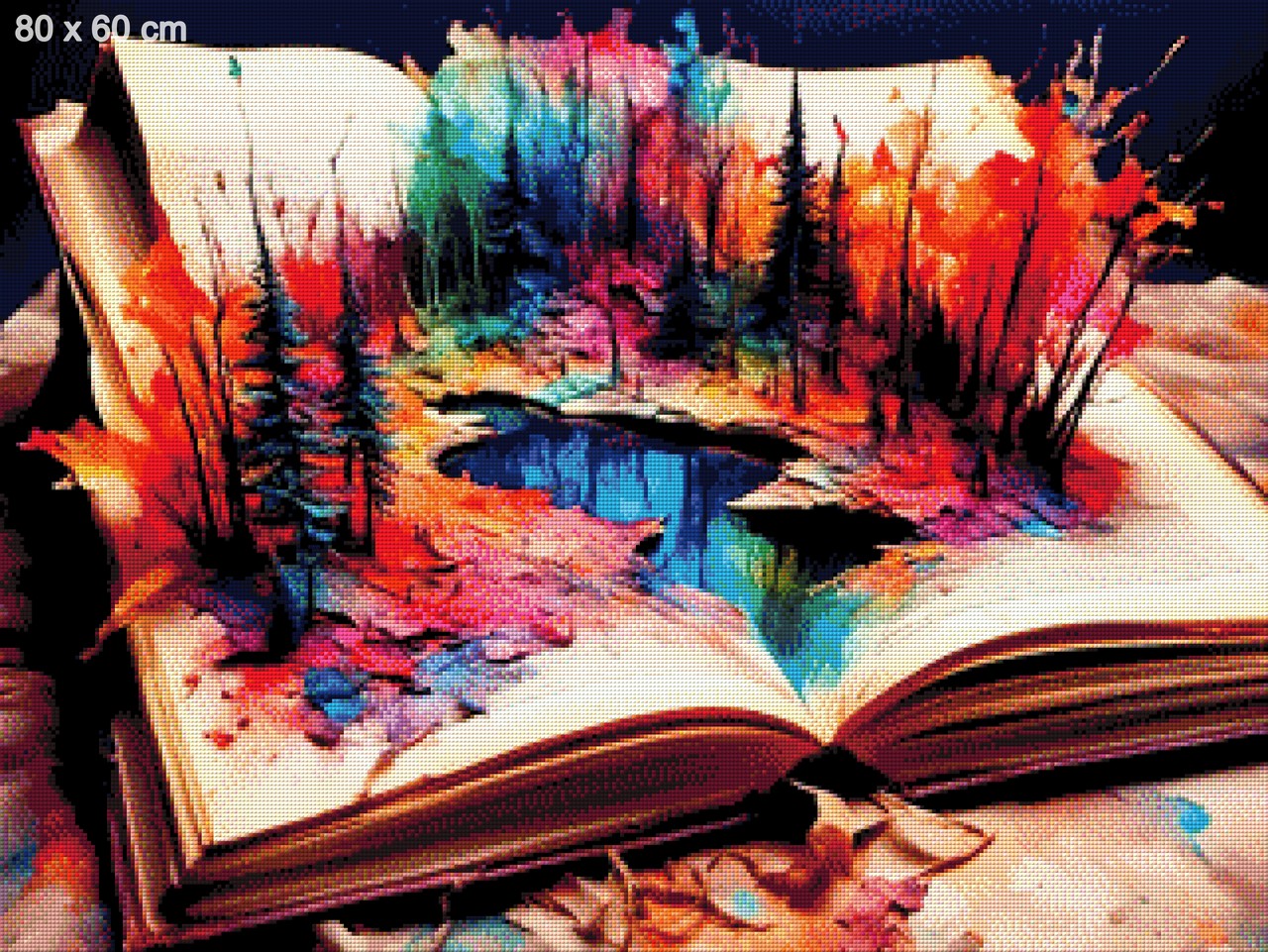 Regenbogenforst, Buch mit buntem Wald - Diamond Painting