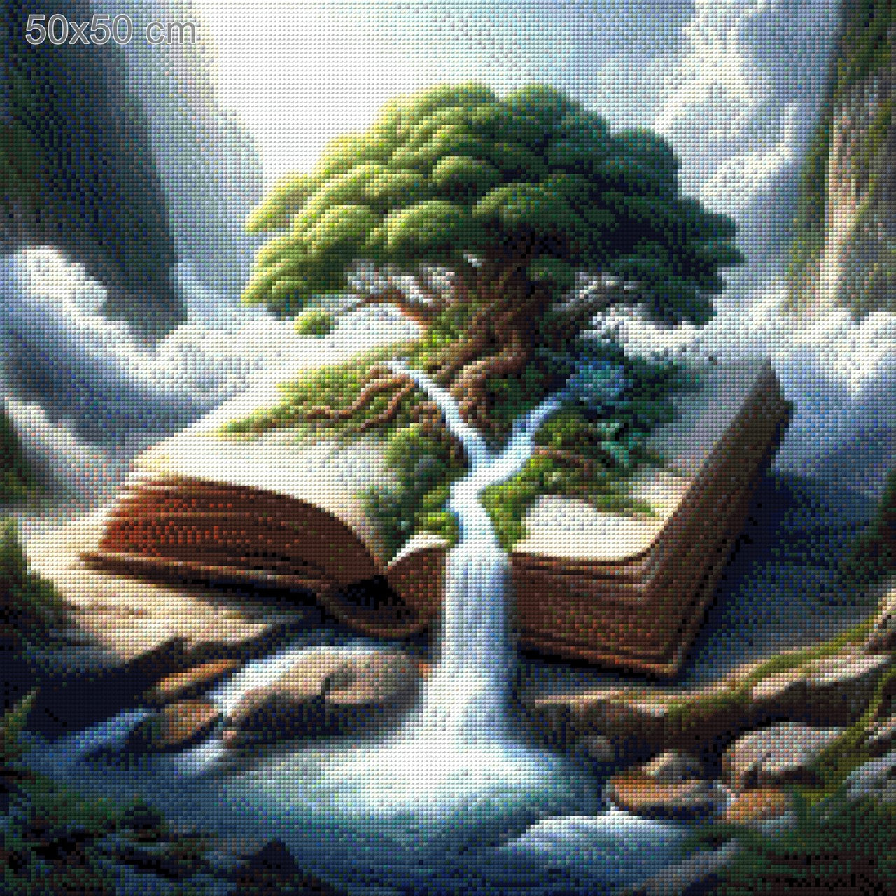 Seitenflut, Buch mit Wasserfall - Diamond Painting