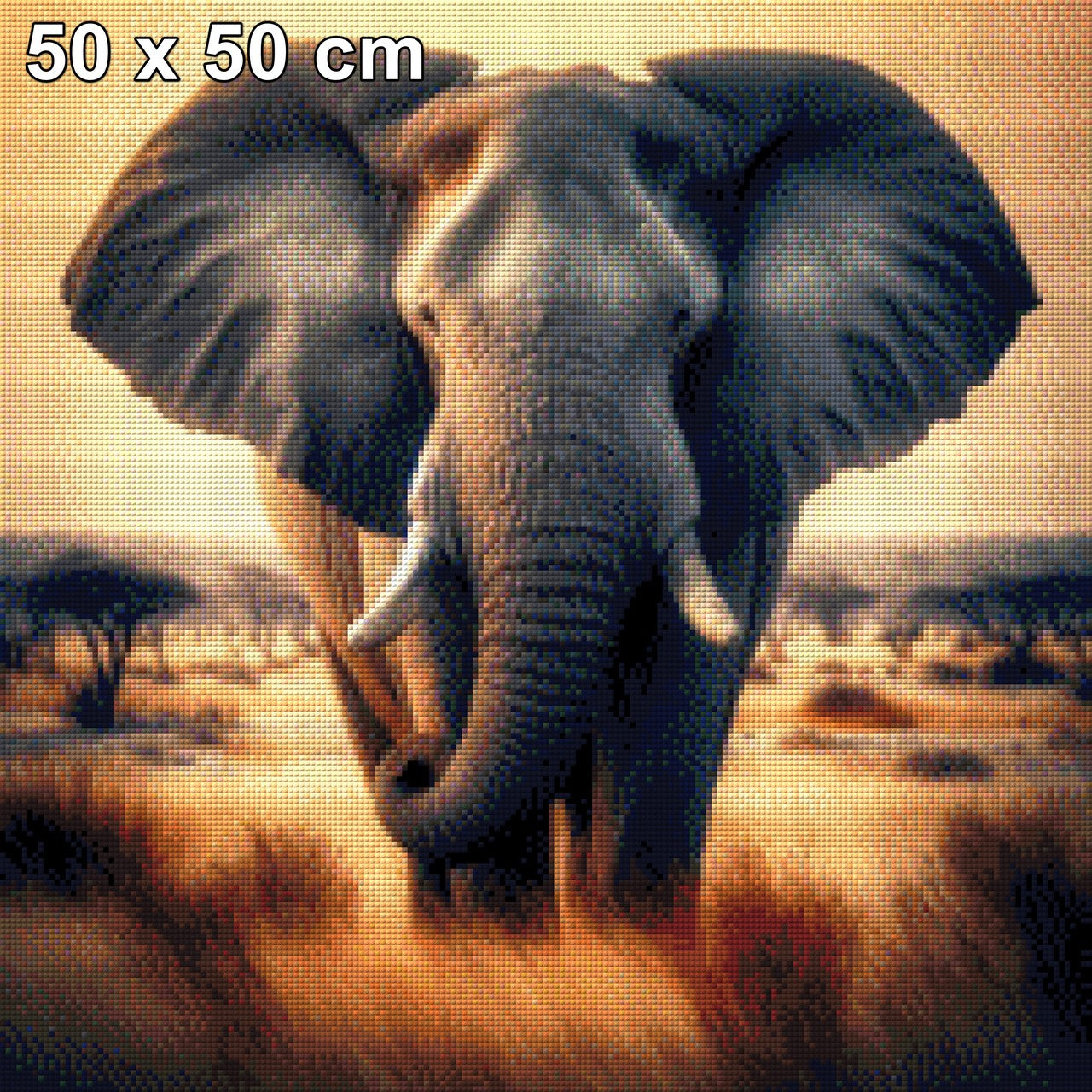 Steppenriese, Elefant in der Steppe - Diamond Painting