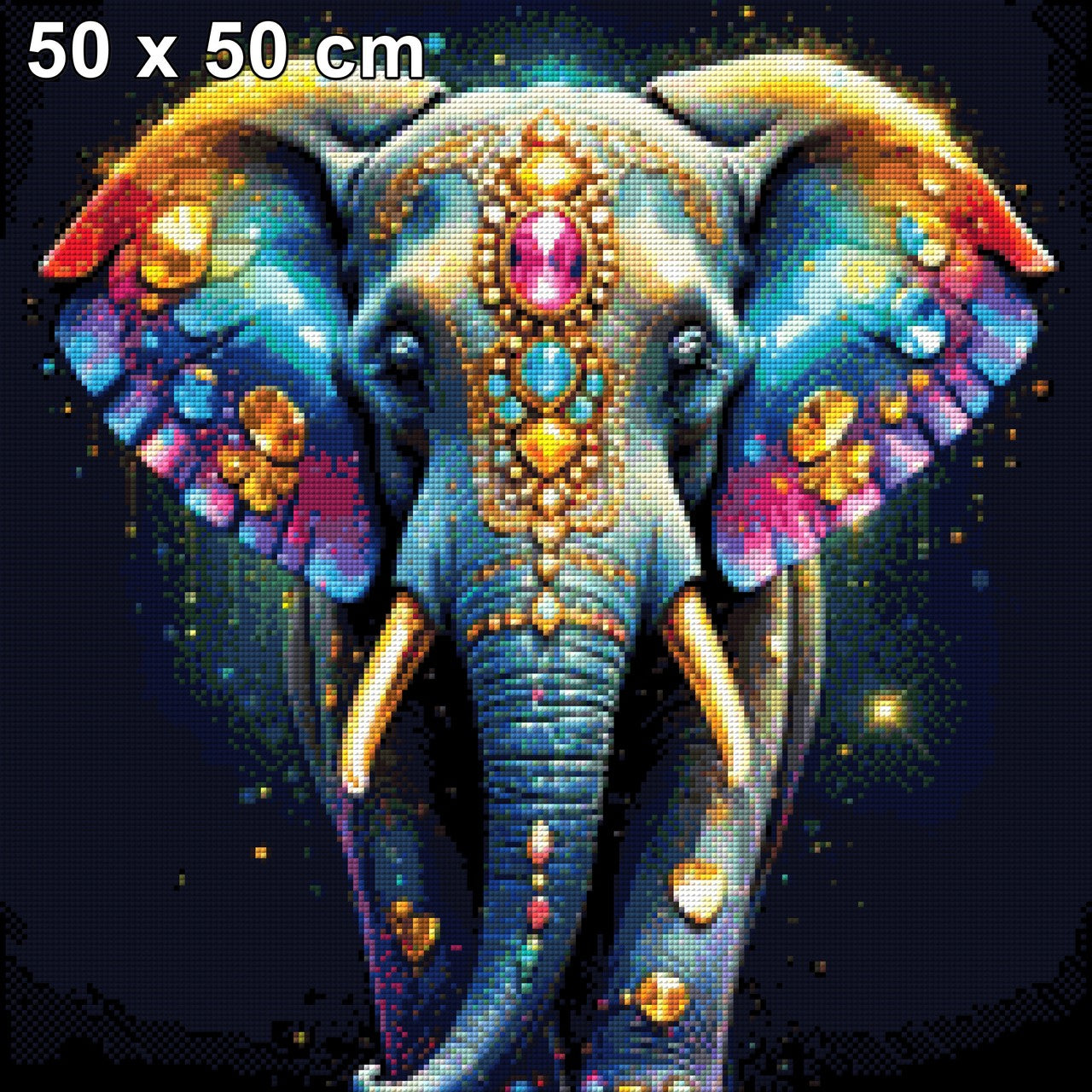 Elefantasia, geschmückter Elefant - Diamond Painting