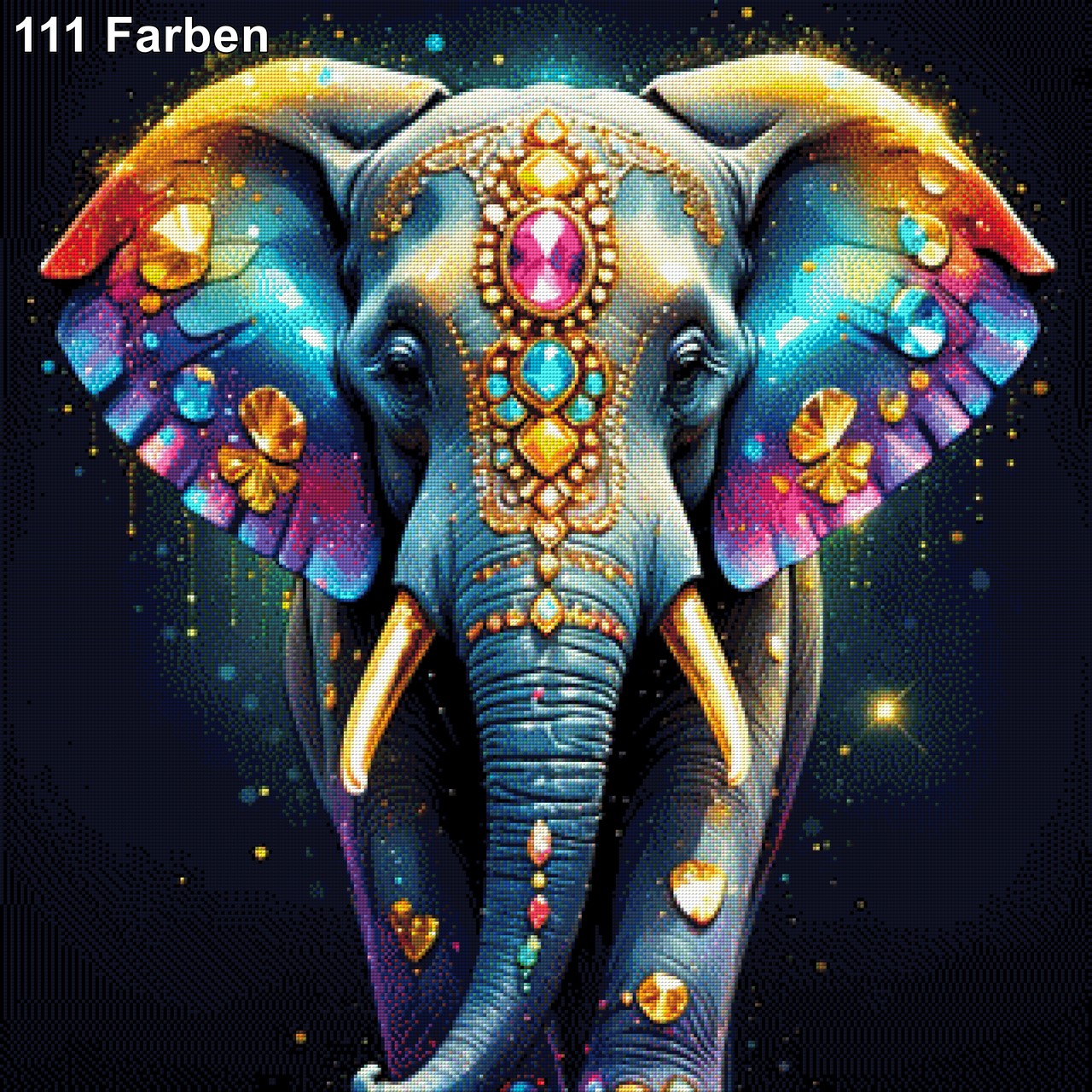 Elefantasia, geschmückter Elefant - Diamond Painting