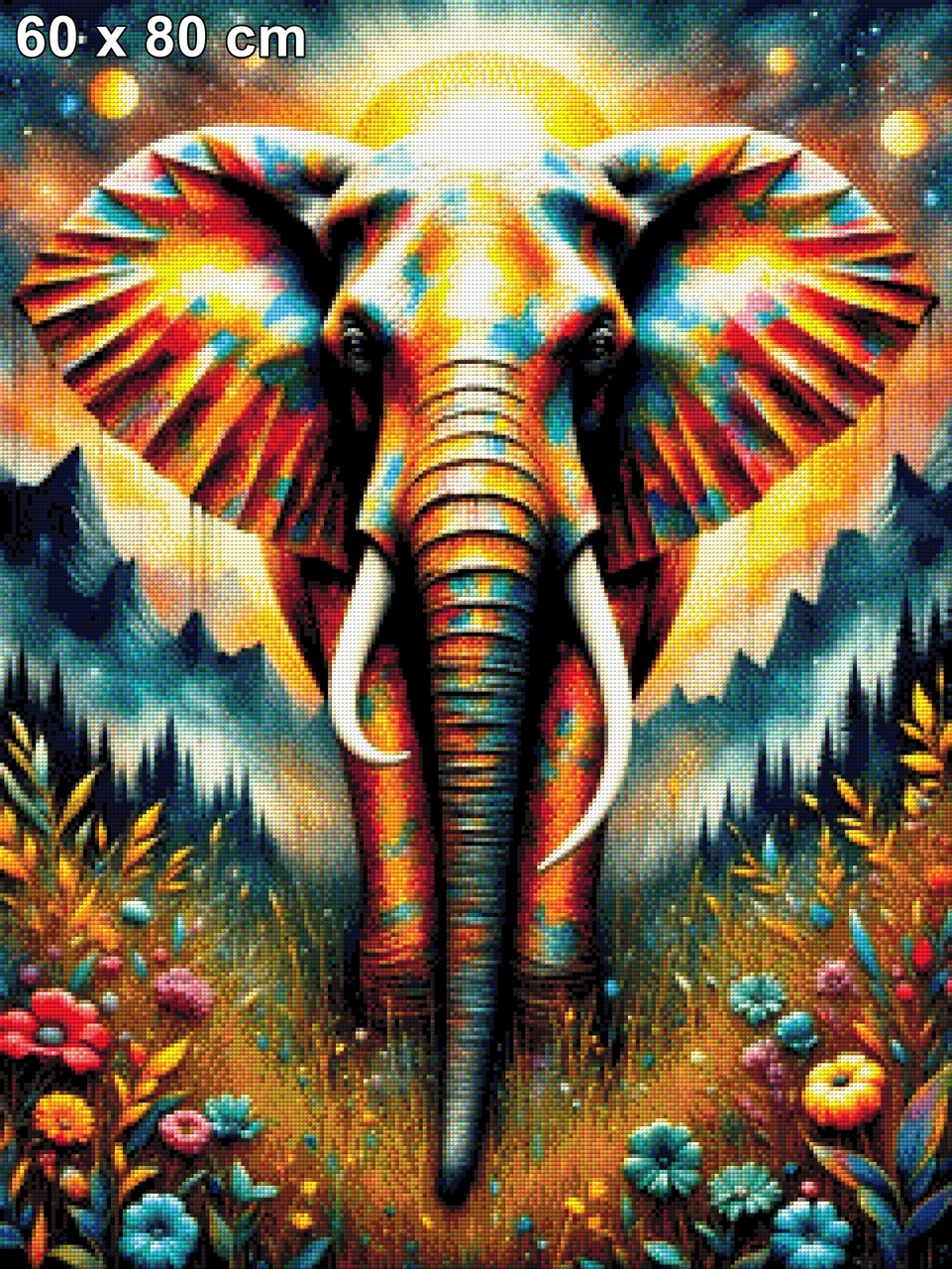Sonnengott, Elefant unter der Sonne - Diamond Painting
