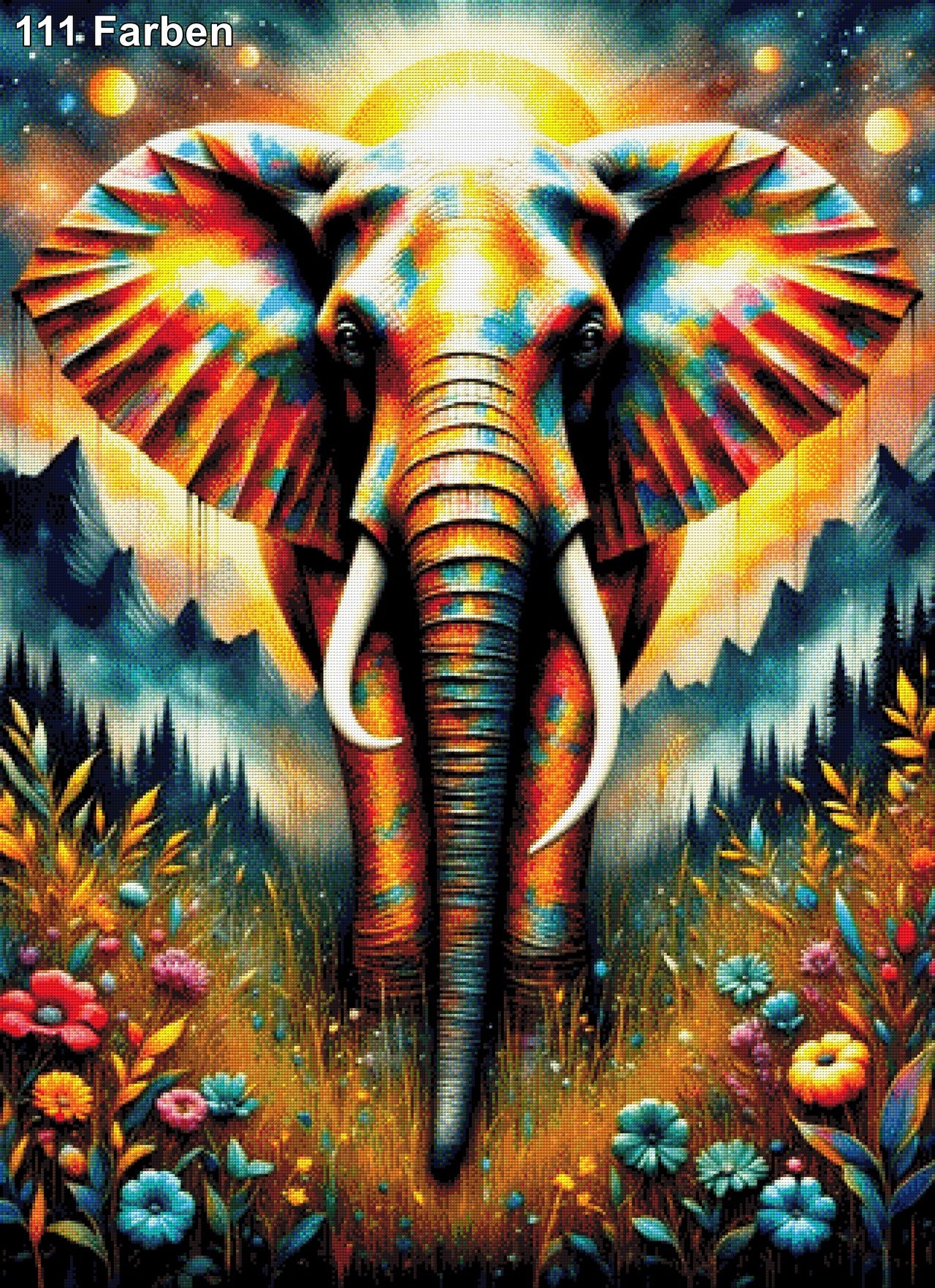 Sonnengott, Elefant unter der Sonne - Diamond Painting