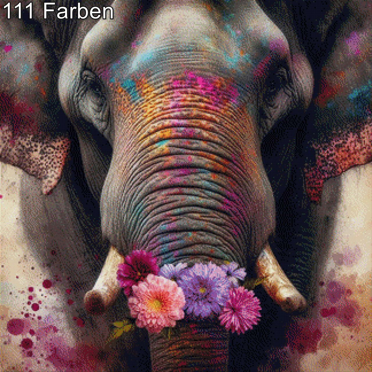 Blumiger Elefant - Diamond Painting