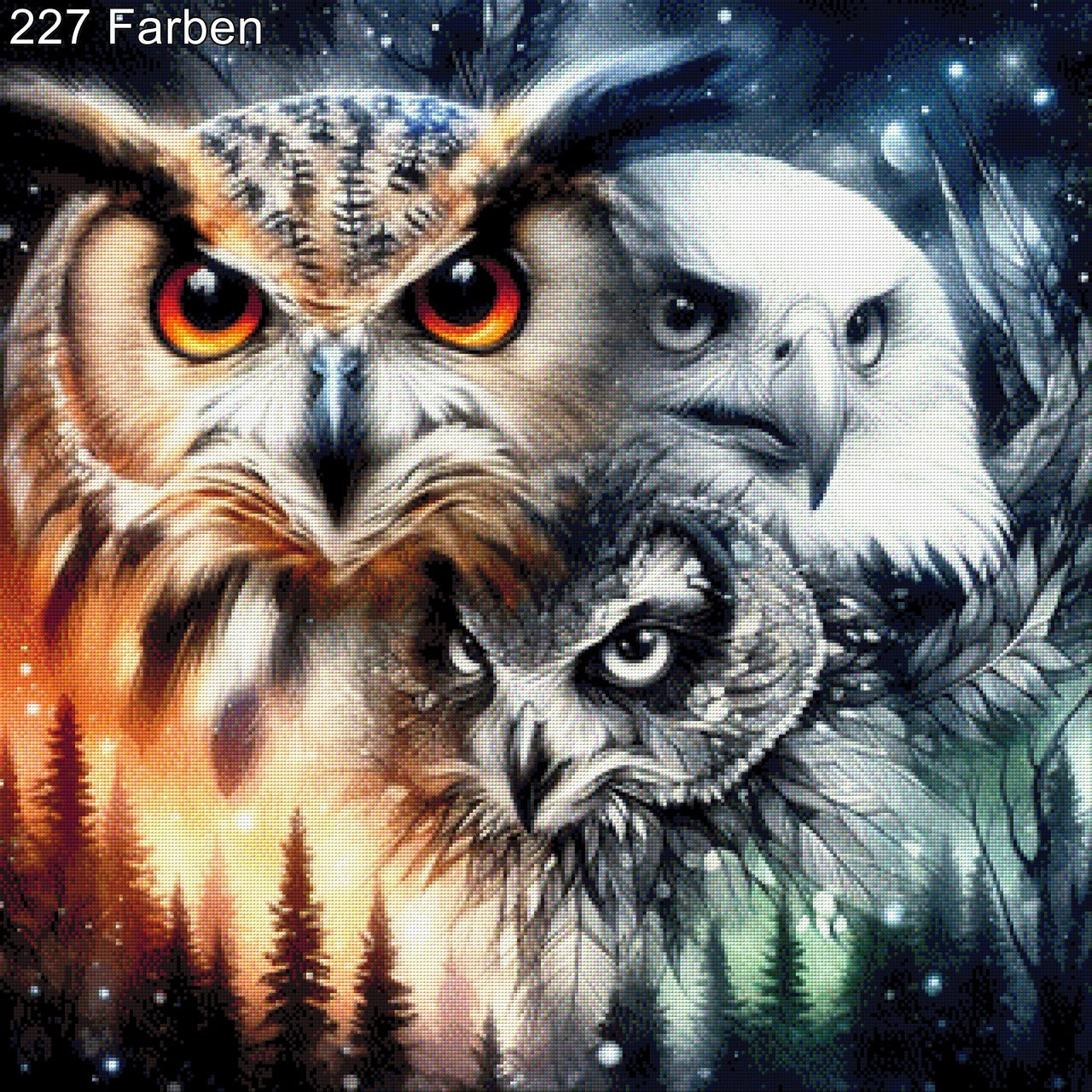 Himmelswächter, Eule, Kautz und Adler - Diamond Painting