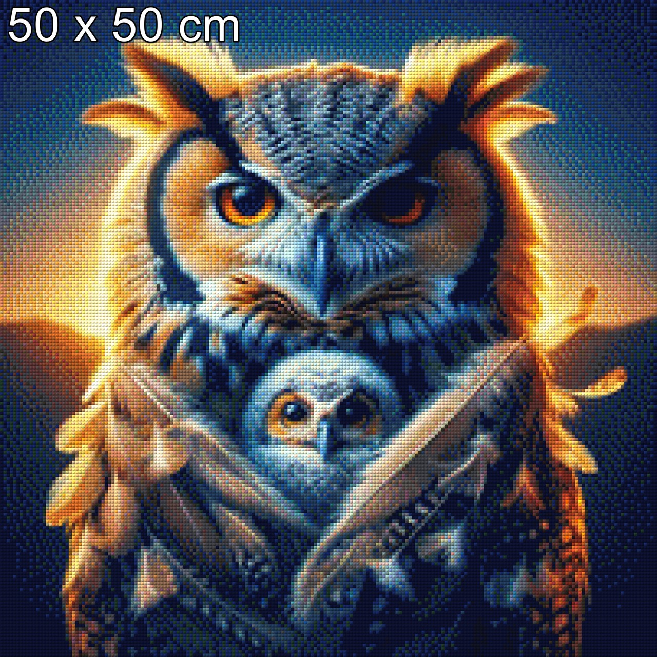 Nestwärme, Eule mit Baby - Diamond Painting