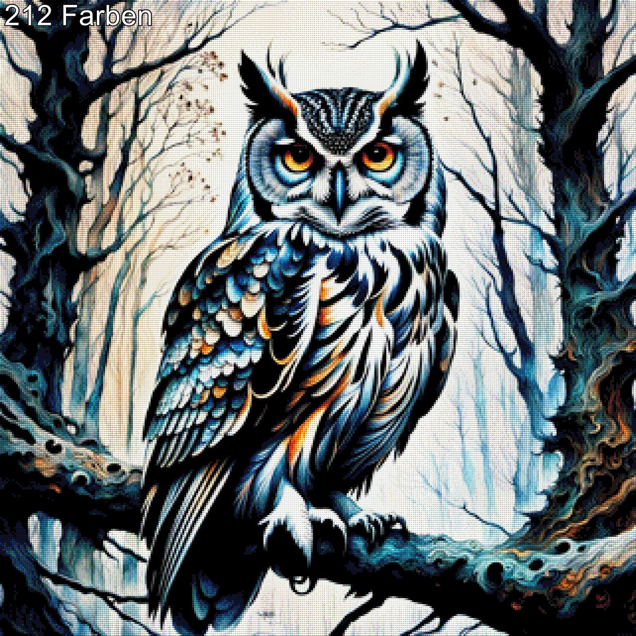 Astwächter, Eule auf Ast - Diamond Painting