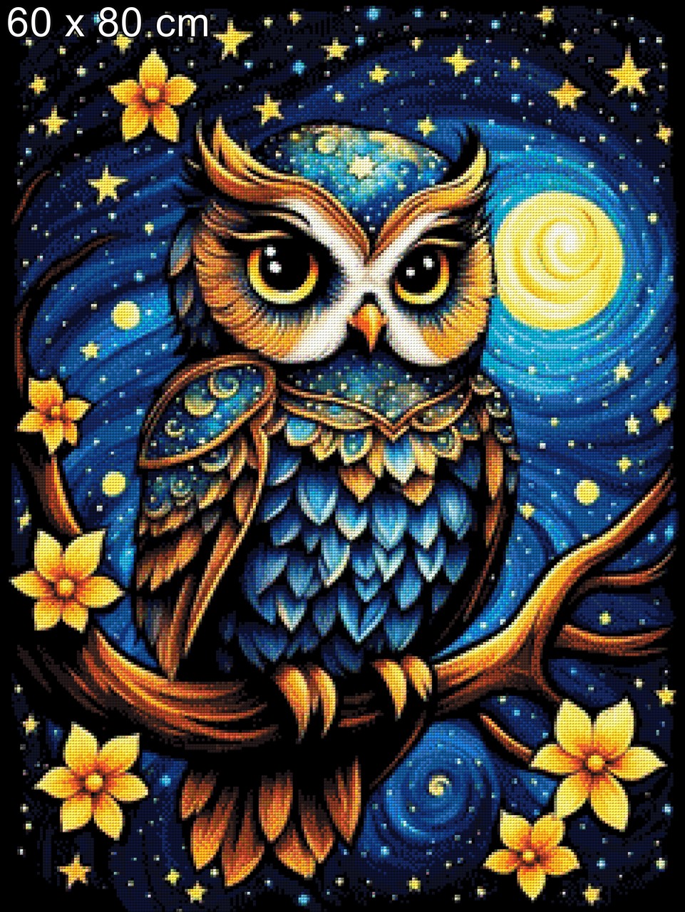 Sternenwächter, Eule im Van Gogh Stil - Diamond Painting