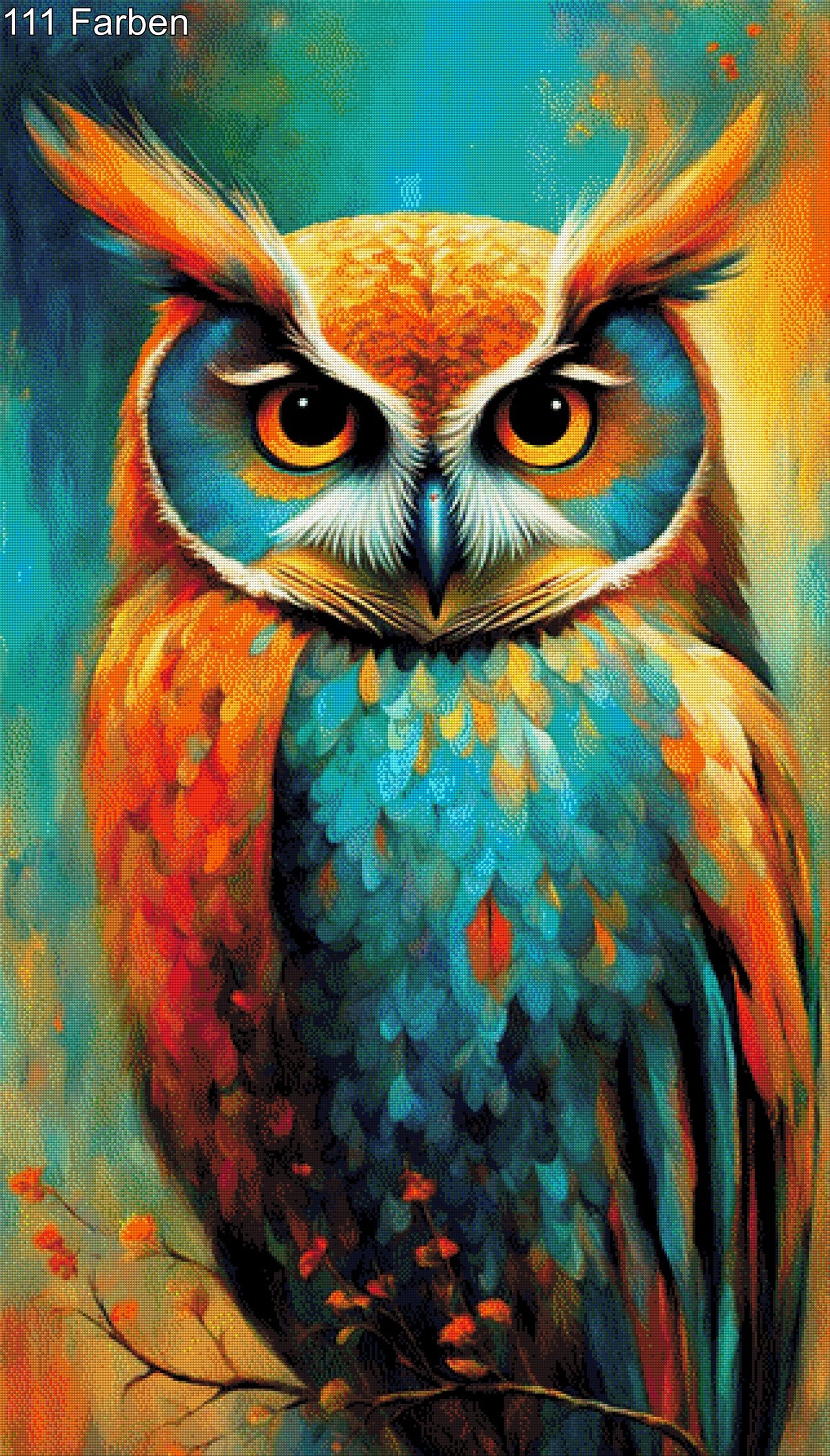 Herbstwächterin, Eule in Herbstfarben - Diamond Painting