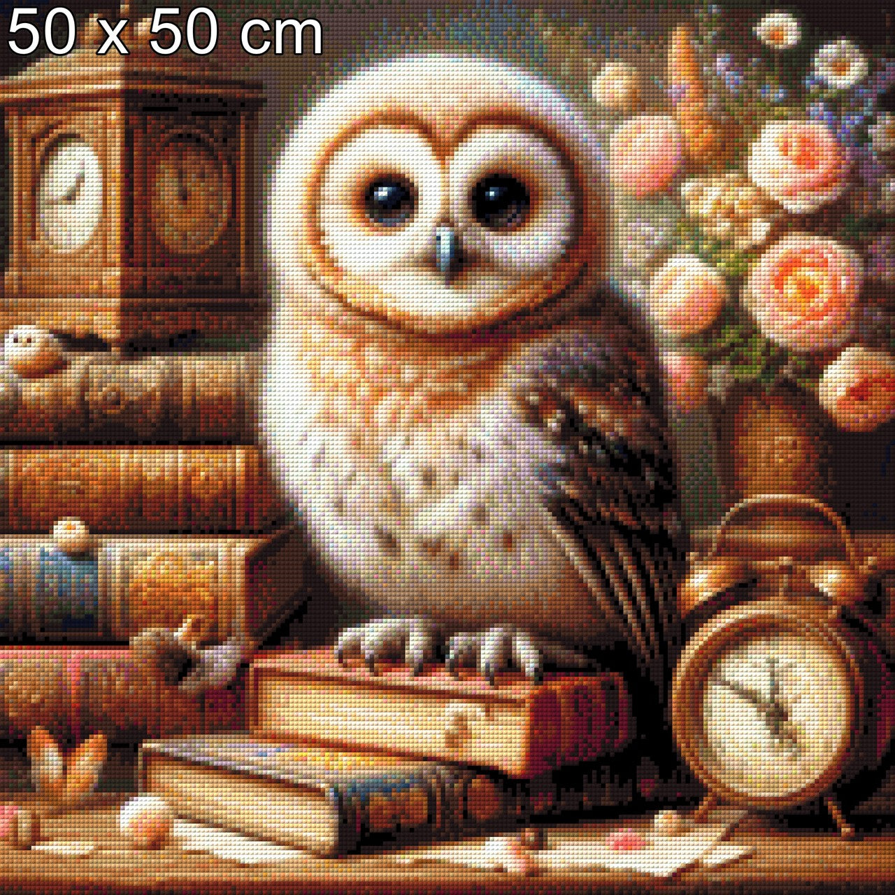 Lesekauz, Kautz auf Bücherstapel - Diamond Painting