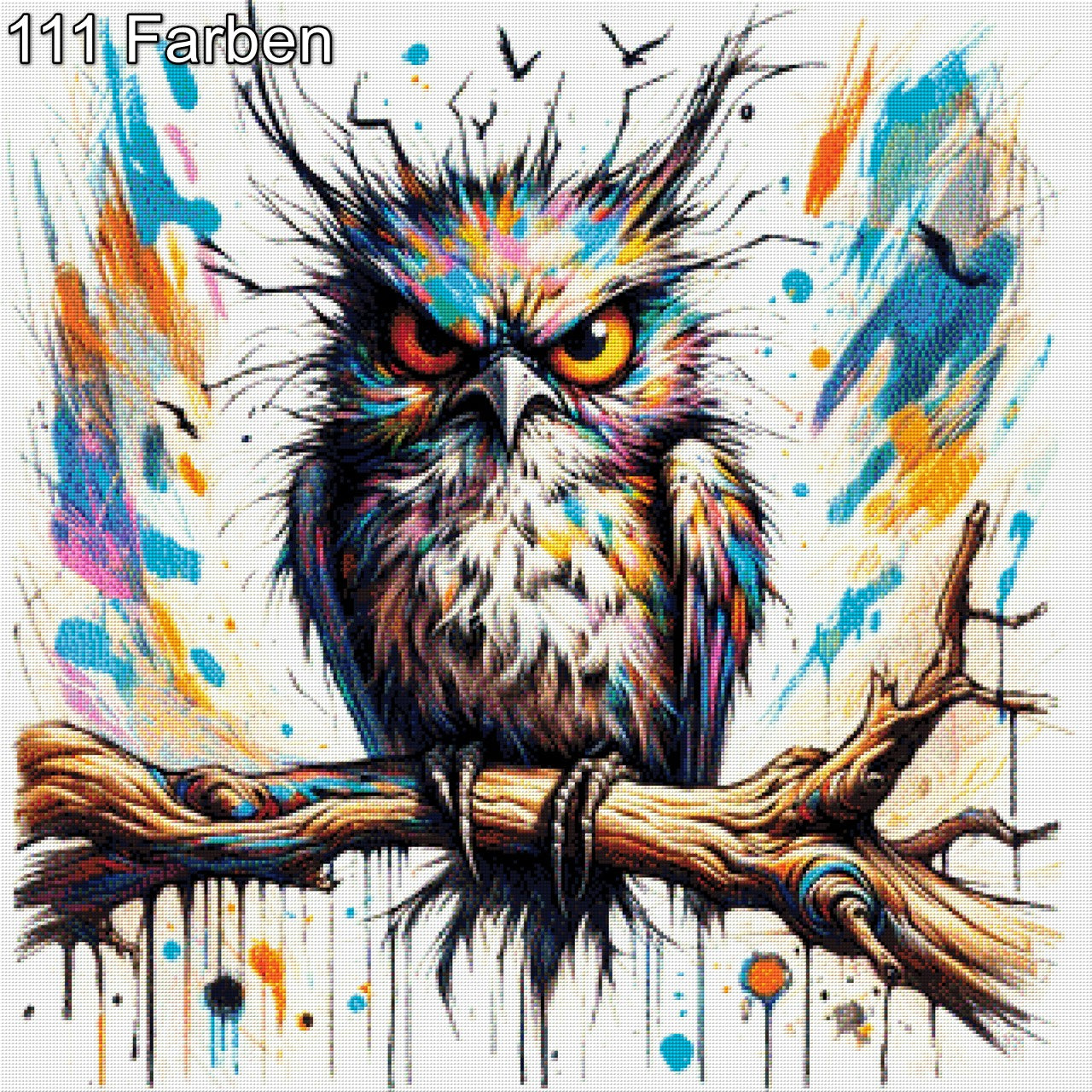Zornfeder, angry Owl - Diamond Painting