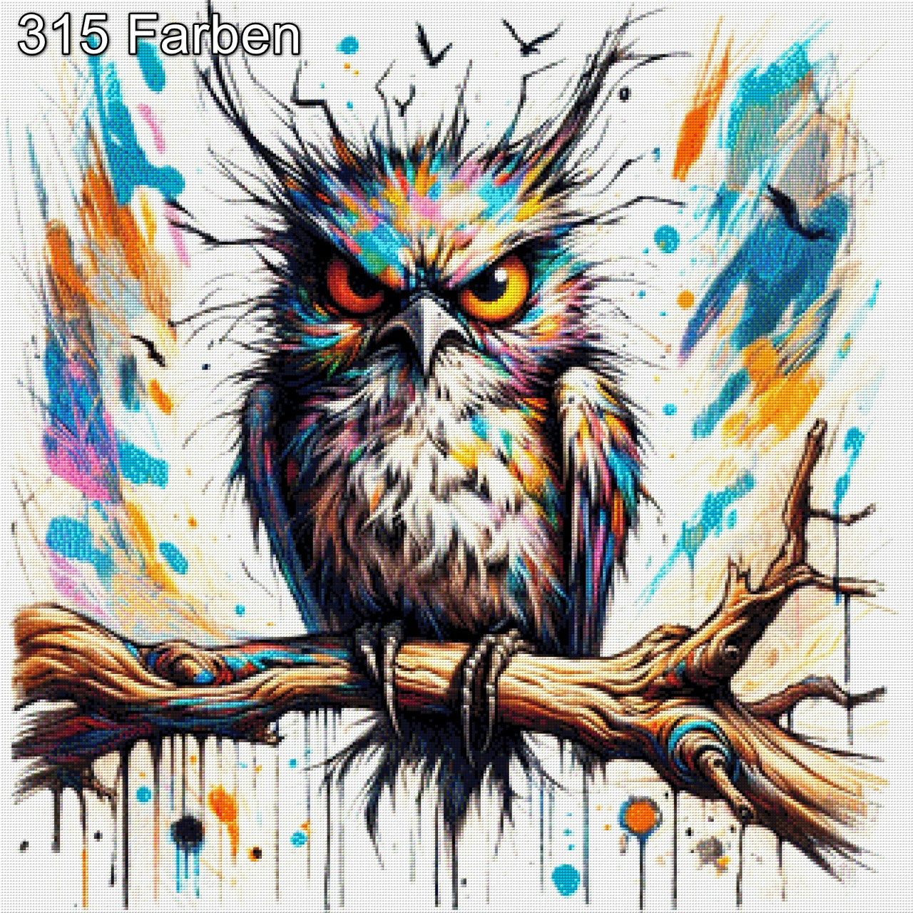 Zornfeder, angry Owl - Diamond Painting