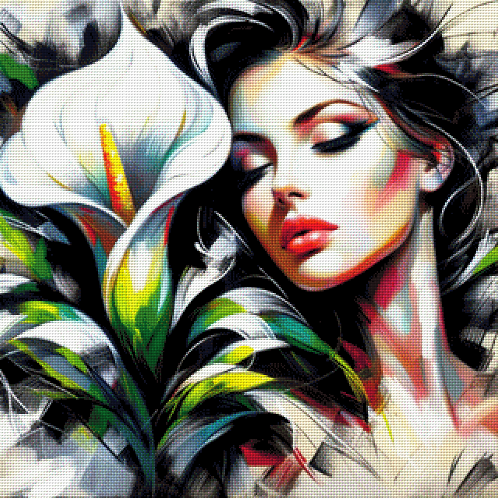Frau mit Calla - Diamond Painting