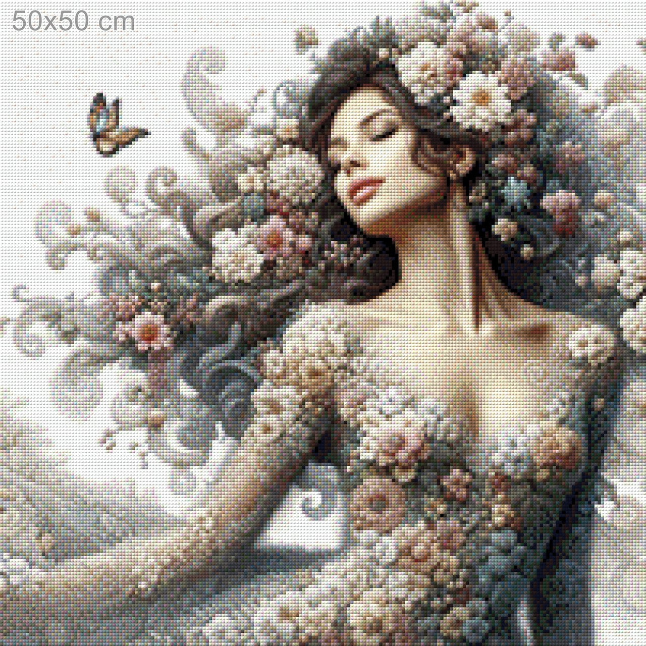 Frau mit Blumenkleid - Diamond Painting