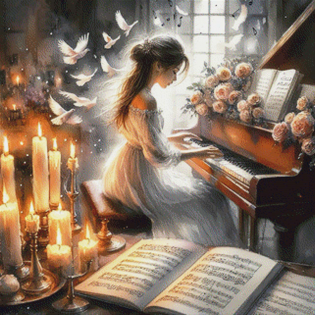 Frau am Klavier - Diamond Painting