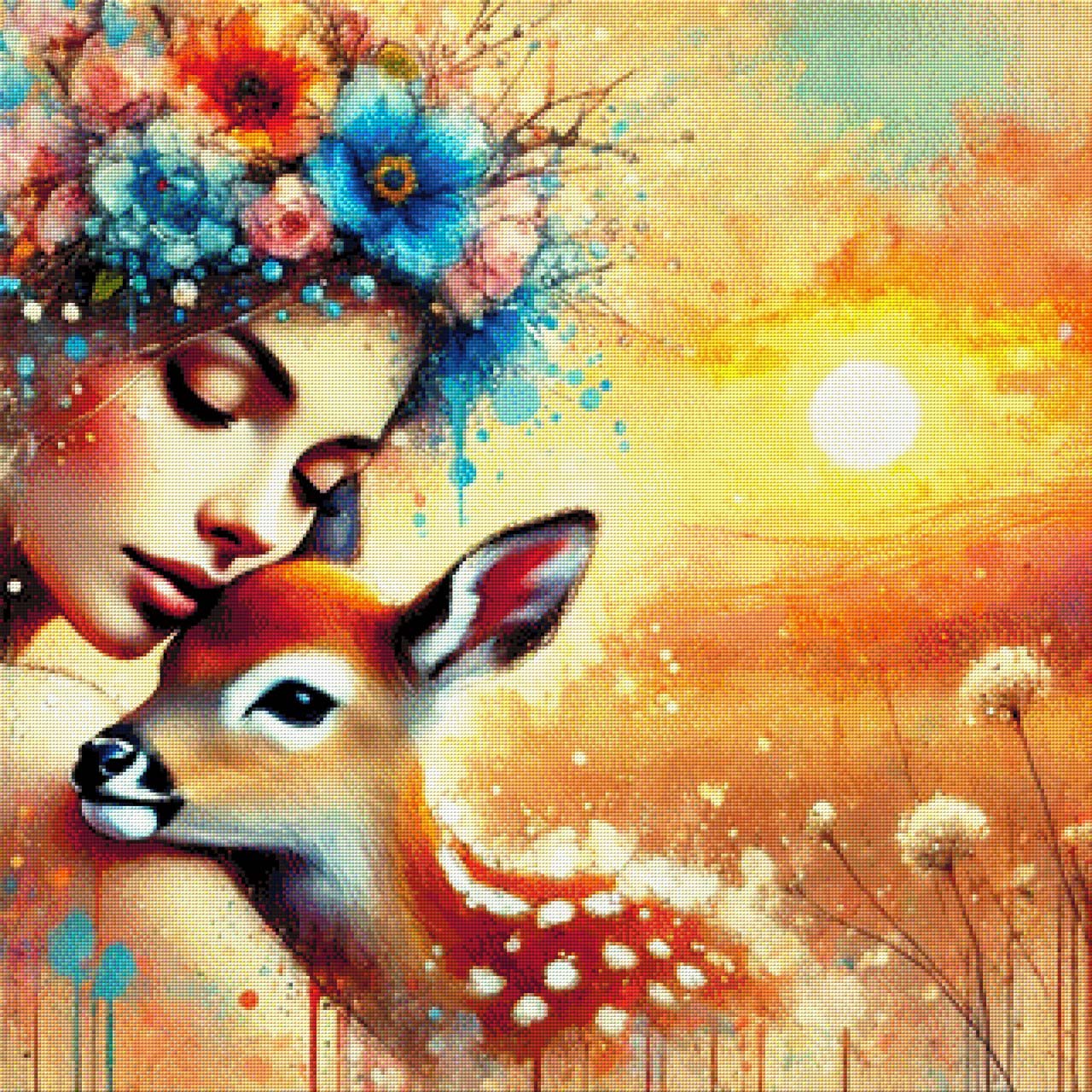 Alicia mit Bambi - Diamond Painting
