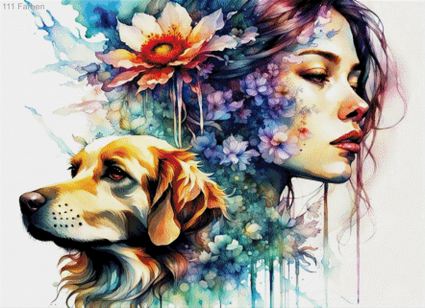 Mädchen mit Hund - Diamond Painting