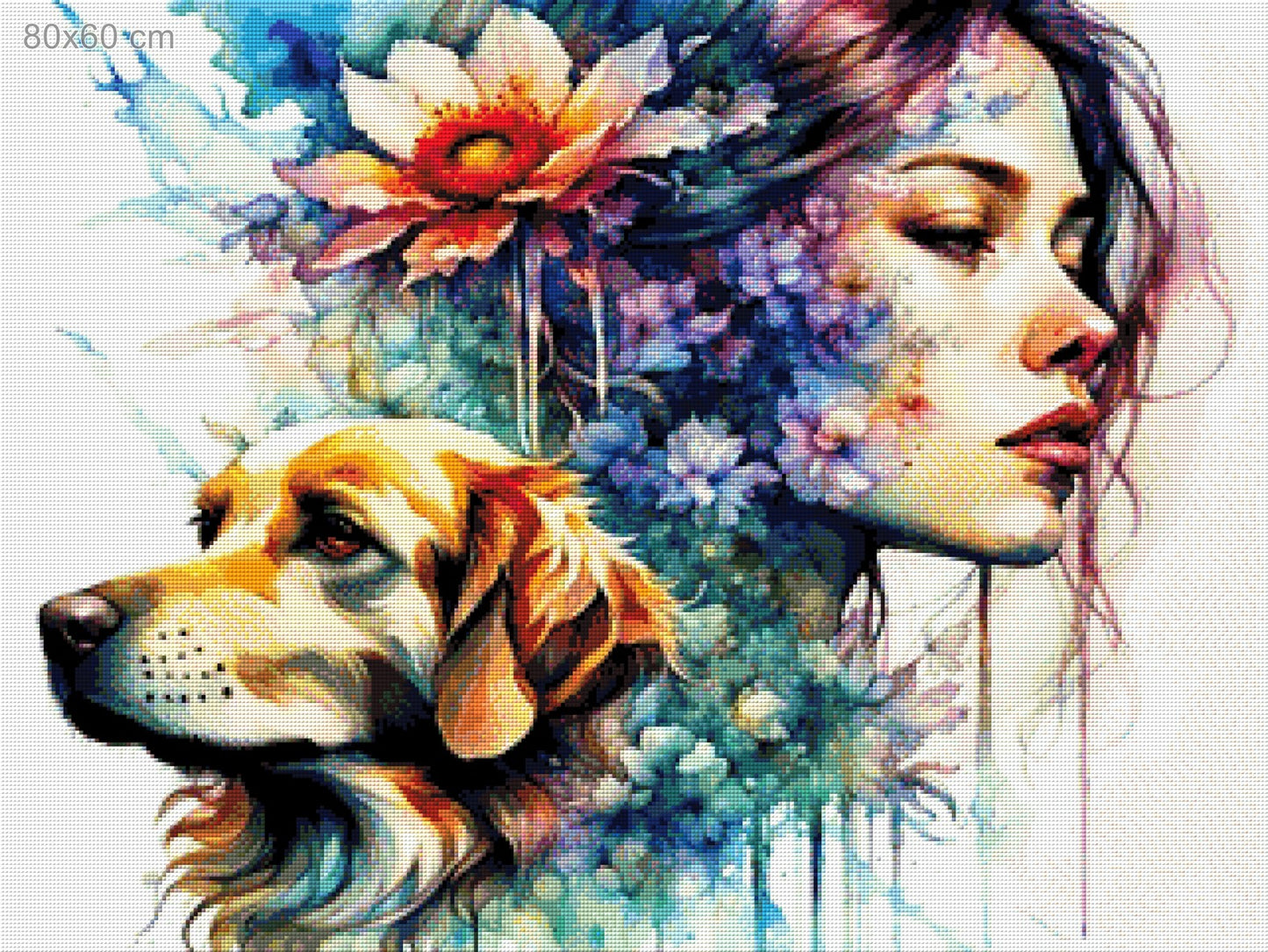 Mädchen mit Hund - Diamond Painting