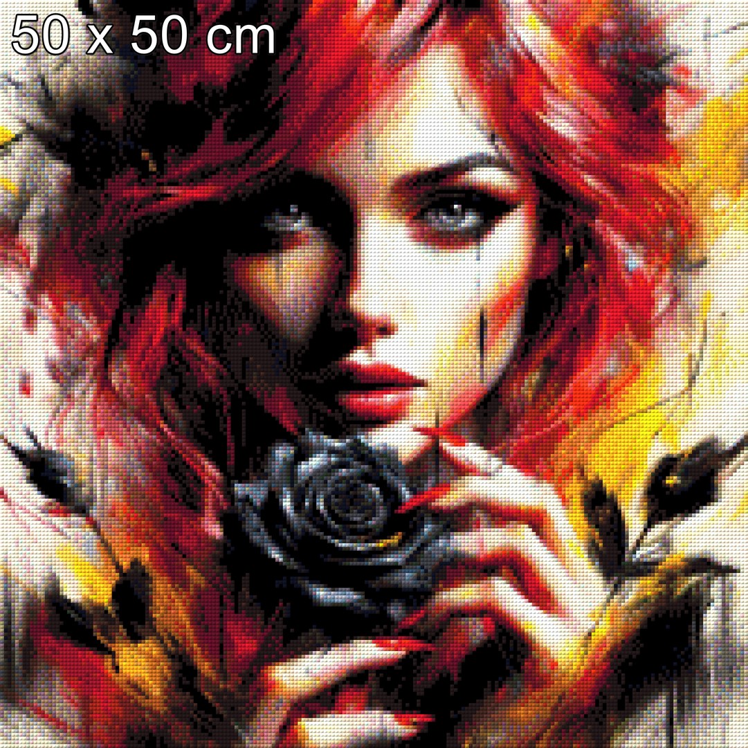 Rosita with black Rose - Diamond Painting