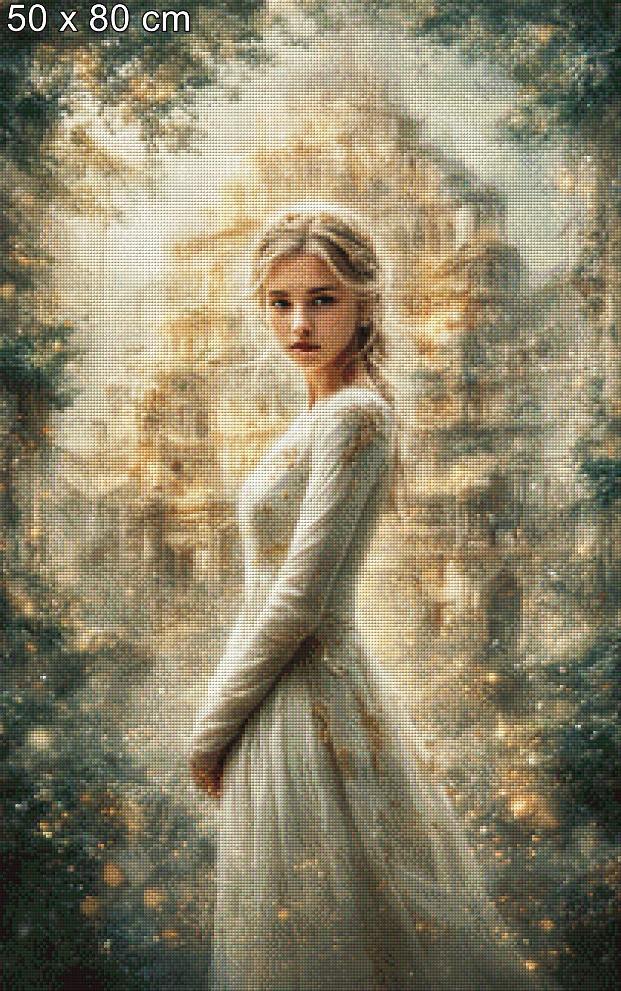 Diamond Painting Frau schüchtern helle Farben