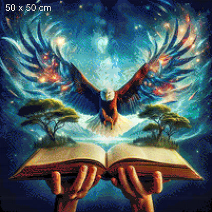 Gedankenflug, Adler liest Buch - Diamond Painting