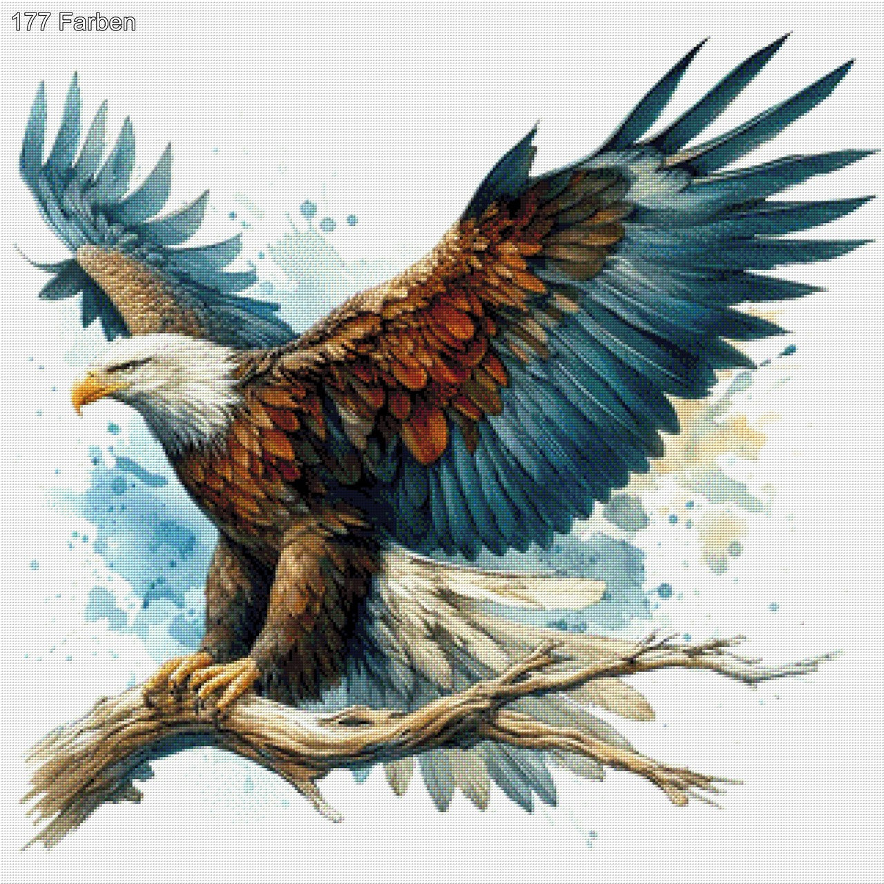 Astkönig, Adler landet auf Ast - Diamond Painting