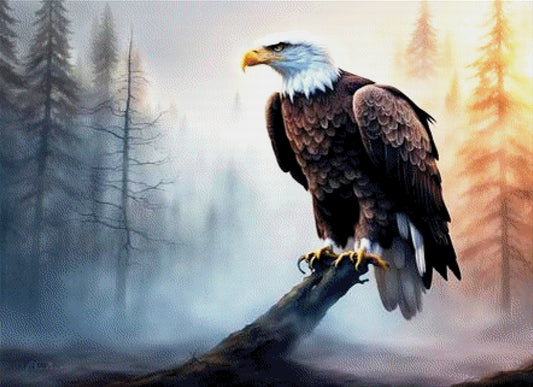 Stammwächter, Adler auf Stamm - Diamond Painting