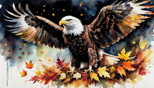 Herbstflug, Adler im Herbst - Diamond Painting