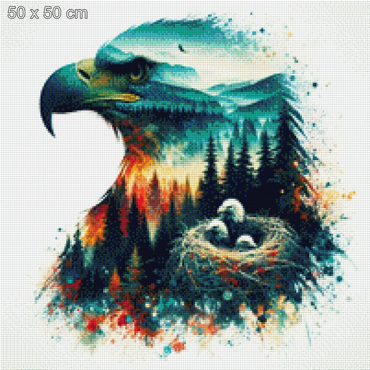 Nestblick, Adlernest mit Landschaft in Adler - Diamond Painting