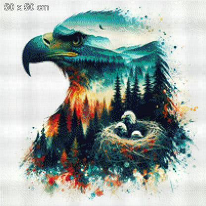 Nestblick, Adlernest mit Landschaft in Adler - Diamond Painting