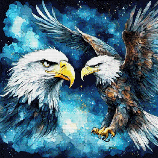 Himmelsduo, Zwei Adler im Flug - Diamond Painting