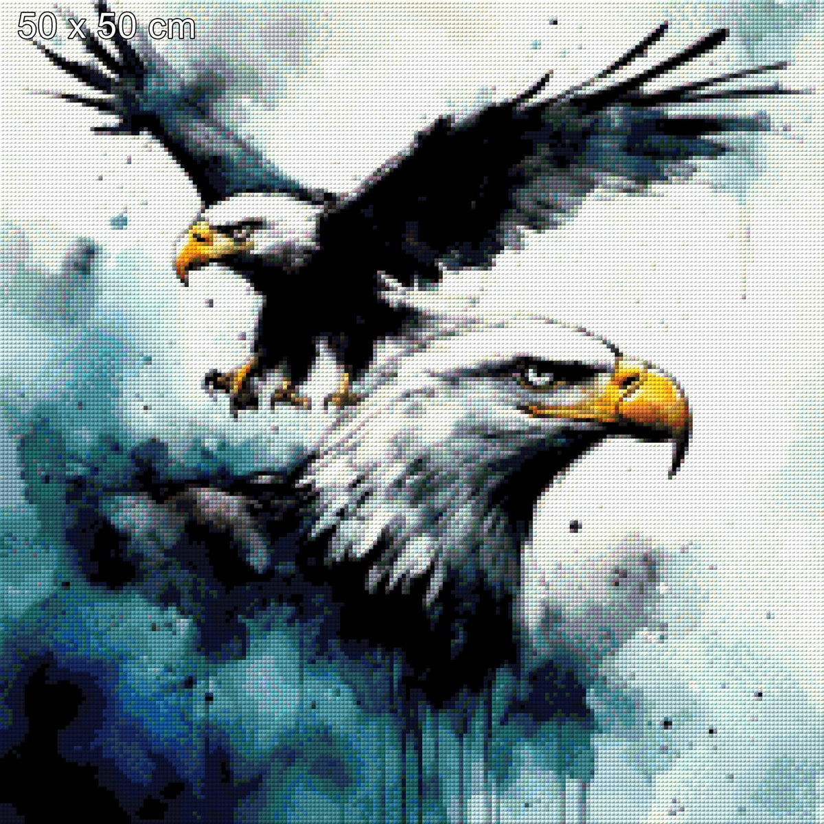 Himmelsduett, Zwei Adler in der Luft aquarell - Diamond Painting