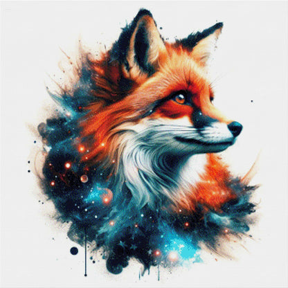 Farbenfroher Fuchskopf - Diamond Painting